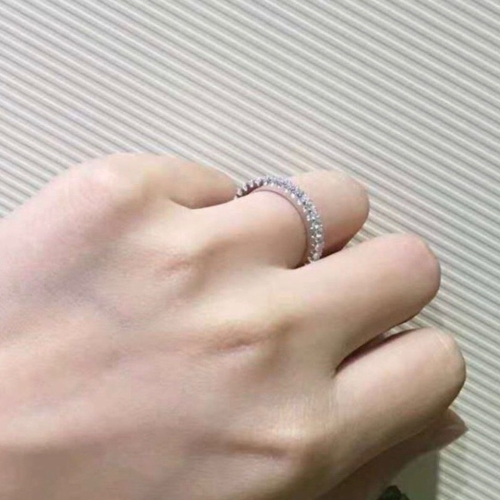 NEW 925 STERLING SILVER DIAMOND ETERNITY BAND RING - Picture 7 of 7